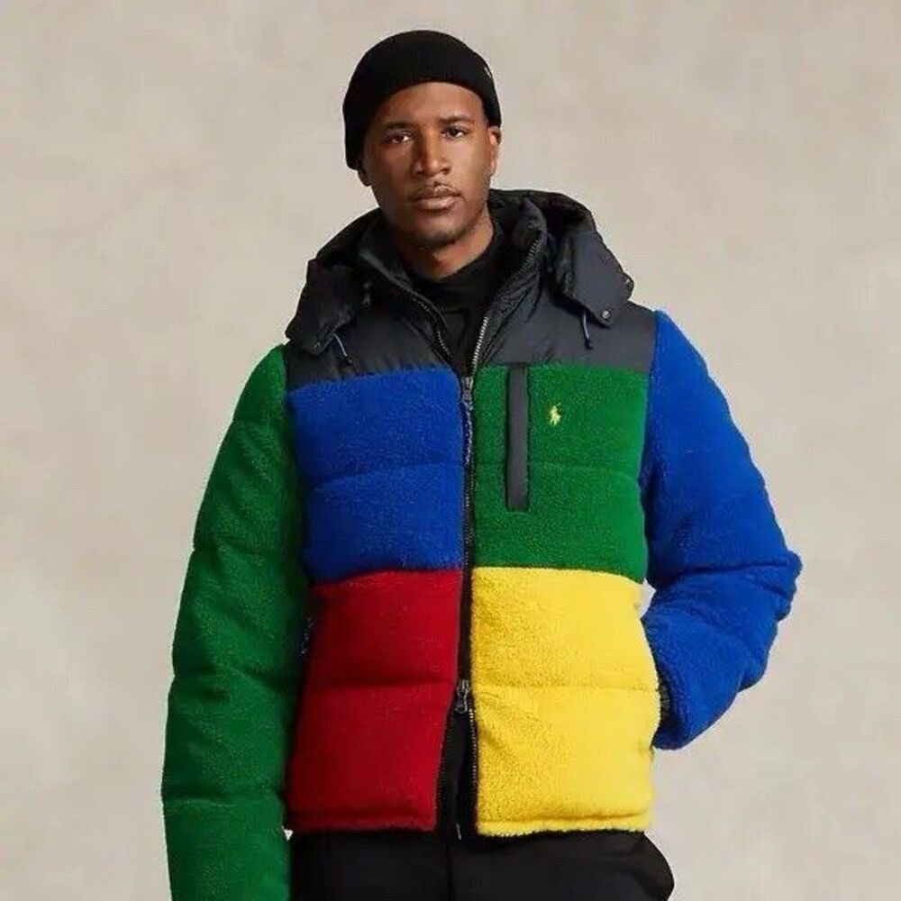Polo Ralph Lauren Color-Blocked Pile Fleece Down Jacket